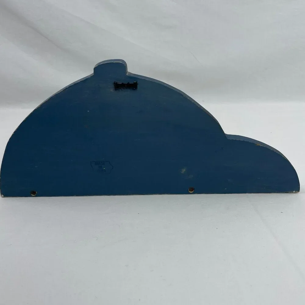 Wall Mounted Wooden Baseball Bat Rack Display Holder and Hat Hook Blue